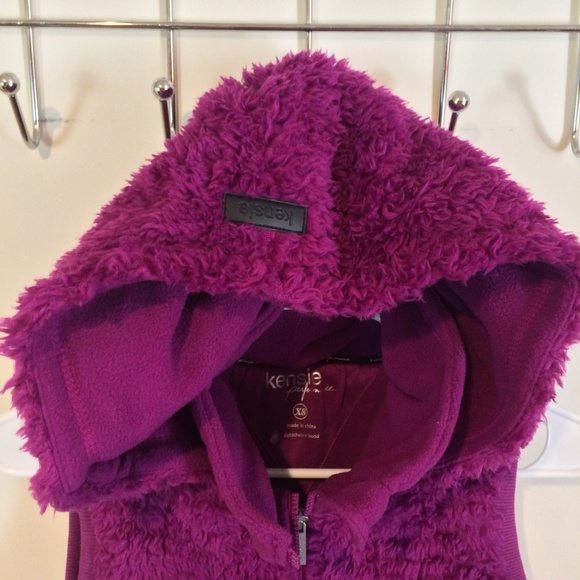 Kensie women's hood soft pocketed full zip warm hoodie sherpa vest jacket XS / S - Picture 4 of 5